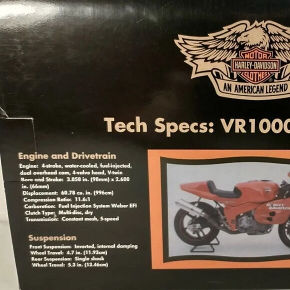 Harley Davidson Superbike VR 1000 1:9 Scale Metal Replica HD 98209-95V  NIB - Picture 10 of 11